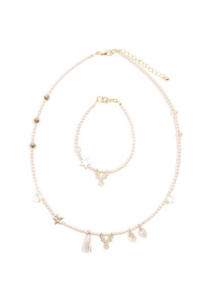 Dárková sada Jelení minimalistický náhrdelník LADY BEIGE s náramečkem